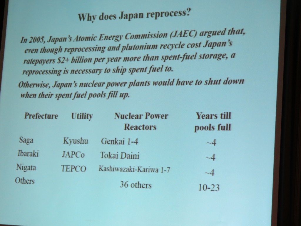 Why does Japan reprocess nuclear fuel even though it would be far cheaper to store it? 